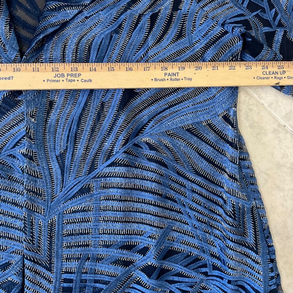 Chico's Travelers Blue Whimsy Mesh Stripe Embroidered 3/4 Sleeve Jacket 3 US XL - Picture 8 of 14